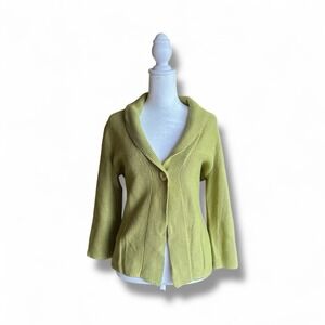 Jones New York Women's Green Knit Cardigan Sweater S Minimalist Grandmacore